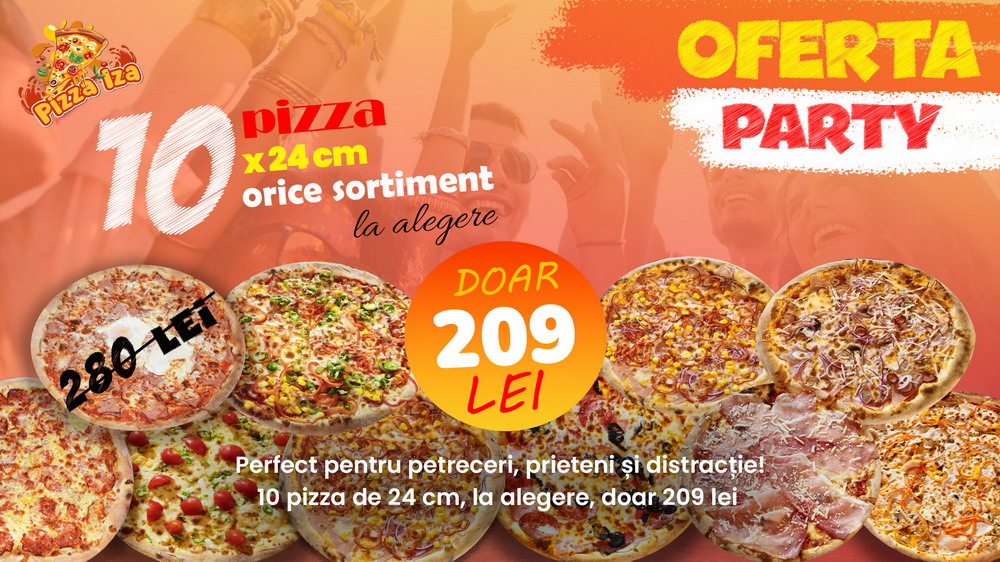 Ofertă Party – 10 pizza mici (24cm) – 209 lei