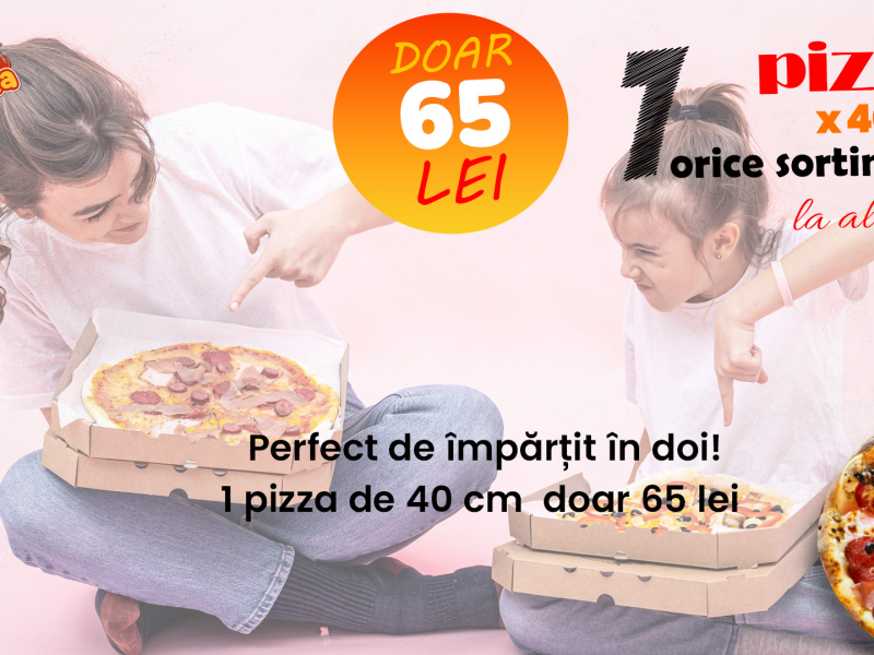 Oferta Pizza XXL de 40 cm – perfectă de împărțit în doi, doar 65 lei